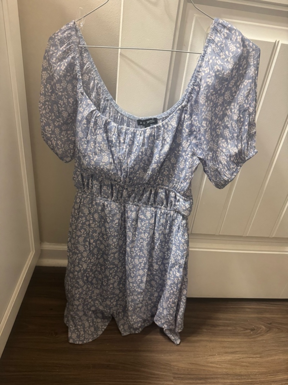 As U Wish Light Blue Floral Short Sleeve Sundress